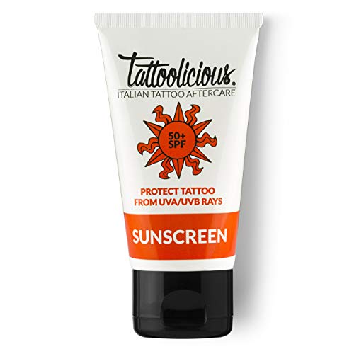 Tattoolicious SUNSCREEN 50+ SPF Protector solar para tatuajes, anti - descoloramiento, con ingredientes activos bio, 75 ml