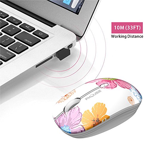 tenmos M101 ratón inalámbrico 2,4 G Cute Silent ratón óptico de Viaje con USB Receptor para portátil/PC/portátil/Ordenador/Macbook, dpi 1600,3 Botones