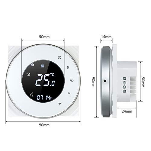 Termostato Wi-Fi per Caldaia a Gas,Termostato intelligente Schermo LCD(VA Schermo) Touch Button Retroilluminato Programmabile con Alexa etc e Telefono APP-Rotondo/Bianco