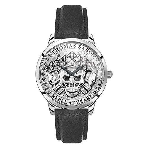 THOMAS SABO Reloj Analógico para Hombre de Cuarzo con Correa en Cuero WA0355-203-201-42 mm