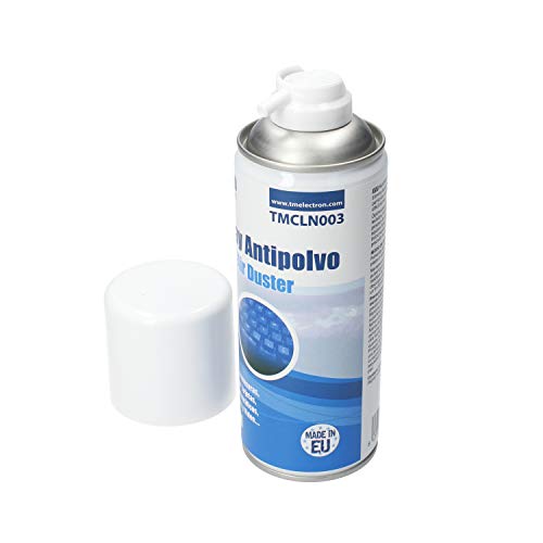 TM Electron TMCLN003 - Limpiador de Gas Aire comprimido para Dispositivos electrónicos, teclados, cámaras, Ordenadores portátiles, Conexiones y Otros, 400 ml, Color Blanco