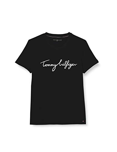 Tommy Hilfiger Heritage Crew Neck Graphic Tee Camiseta, Schwarz (Masters Black 017), Large para Mujer