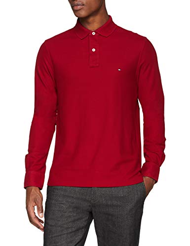 Tommy Hilfiger Hilfiger LS Slim Shirt Polo, Rojo (Rhubarb 666), Small para Hombre