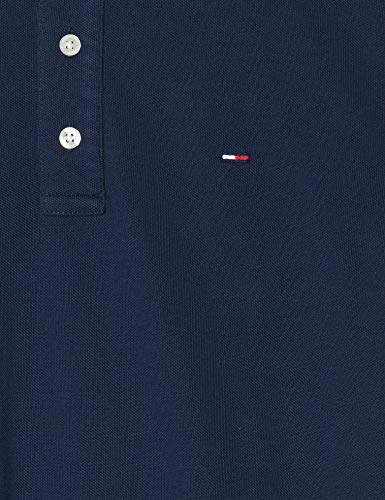 Tommy Hilfiger Piqué P Camiseta Polo con Cierre de 3 Botones, Azul (Black Iris), L para Hombre