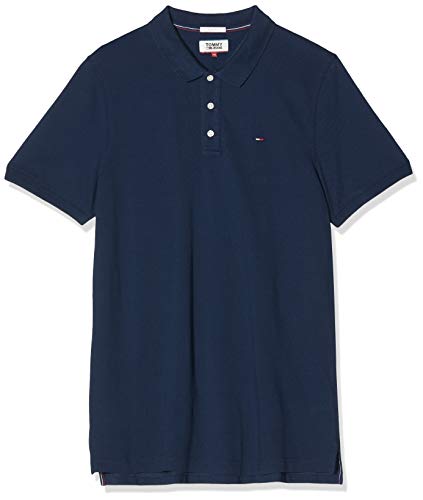 Tommy Hilfiger Piqué P Camiseta Polo con Cierre de 3 Botones, Azul (Black Iris), L para Hombre