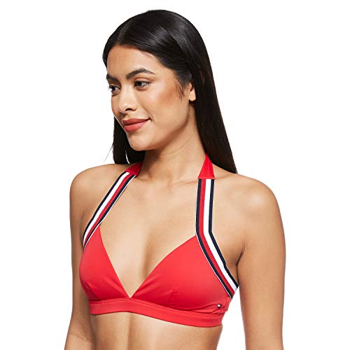 Tommy Hilfiger Women Firma Cinta Triángulo Bikini Top, Deslumbramiento Rojo Deslumbramiento Rojo XS