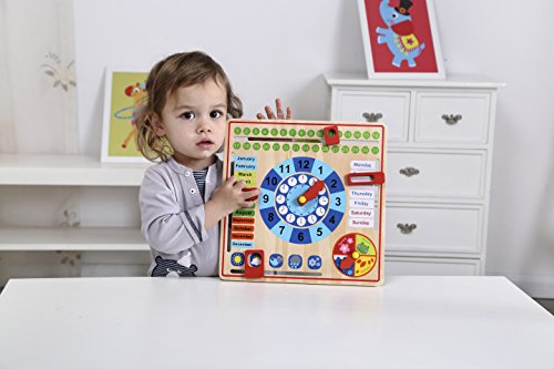 Tooky Toy - Reloj Calendario de Madera - Juguete Educativo a Partir de 3 años