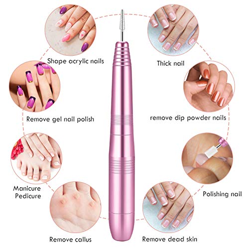 Torno para Uñas, Lima de Uñas Profesional con Taladro, 11 Tipos de Brocas de Pulido, Vlocidad Ajustable para Manicura y Pedicura Eléctrico, Potente Kit de Taladro de Uñas con 106 bandas de Lijado