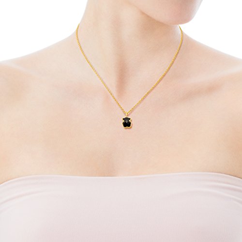 TOUS Collar con colgante Mujer en oro vermeil con ónix, Oso: 0,9 cm, Largo 45 cm