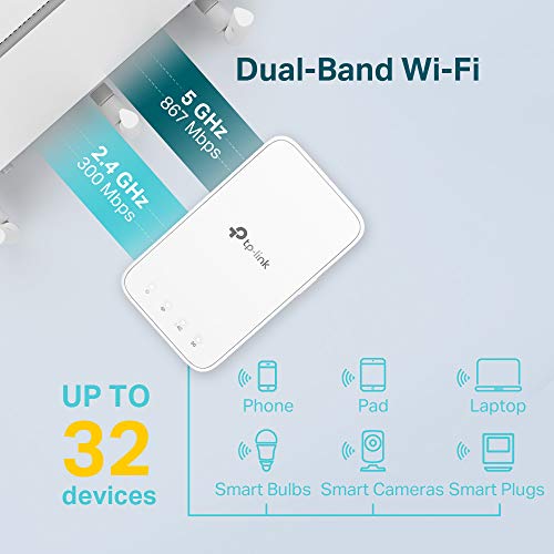 TP-Link RE300 AC1200 - Repetidor de WiFi inteligente sin interrupción (Amplificador de WiFi, One Mesh con smart Roaming, Doble banda high speed, soporta hasta 32 dispositivos simultáneamente