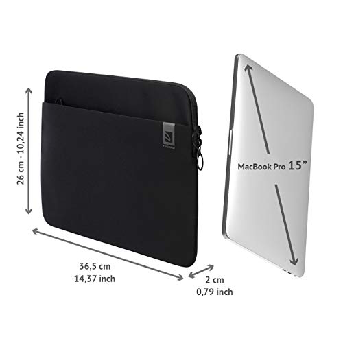 Tucano BFTMB15-BK, Top, Second Skin-Funda de Neopreno para MacBook Pro (38,1 cm/15") para Hombre, Monótono