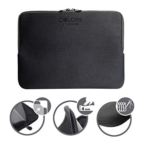 Tucano Colore Second Skin 12.5" Sleeve Case Negro - Funda (31,8 cm (12.5"), Sleeve Case, Negro, Monótono, Resistente al Polvo, Resistente a rayones, 29,5 cm (11.6"))