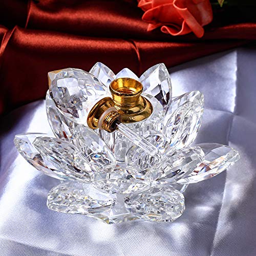 TYGJB Crystal Lotus Flower Incensario Figuras Miniaturas Feng Shui Botella de Perfume de Vidrio para decoración del hogar Regalos para Recuerdos de Boda (Púrpura)