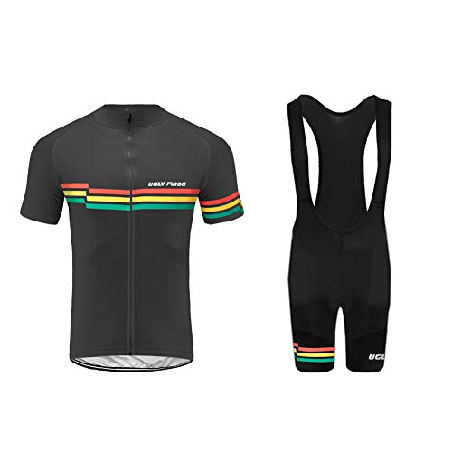 Uglyfrog Bike Wear- Mens Ciclismo Jersey Team Ciclismo Ropa Jersey Bib Shorts Kit Camisa de Secado rápido Ropa al Aire Libre de la Bicicleta