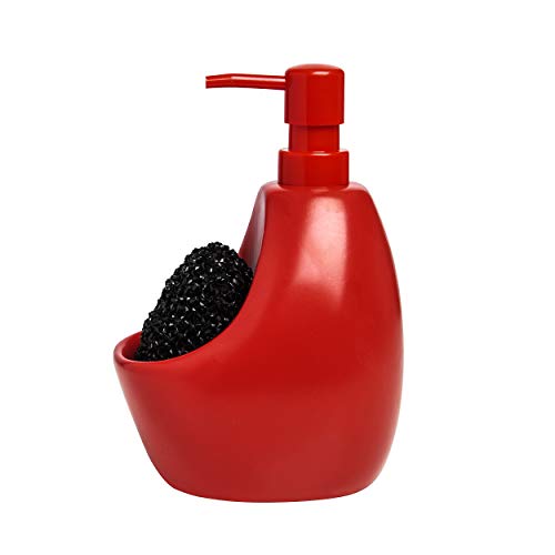 Umbra 330750-505 Joey - Dispensador de jabón líquido con compartimento para esponja (740 ml), color rojo