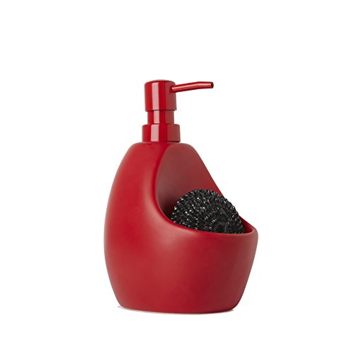 Umbra 330750-505 Joey - Dispensador de jabón líquido con compartimento para esponja (740 ml), color rojo