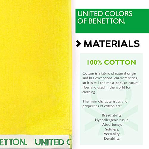 UNITED COLORS OF BENETTON. Toalla de Playa 90x160cm 380gsm Velour 100% algodón Amarillo Casa Benetton, 90x160