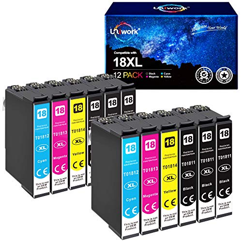 Uniwork 18XL Cartuchos de Tinta Reemplazo para Epson 18 18 XL Compatible con Epson Expression Home XP-322 XP-215 XP-205 XP-225 XP-305 XP-325 XP-422 XP-405 XP-415 XP-425 XP-315 XP-312