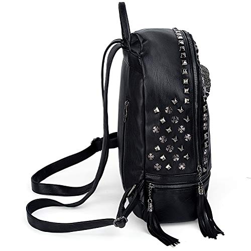 UTO - Bolso Mochila de Mujer Bolso de Hombro Moda de Cuero Sintético Remache Tachonado Calavera Cráneo Estilo Punk Gótico