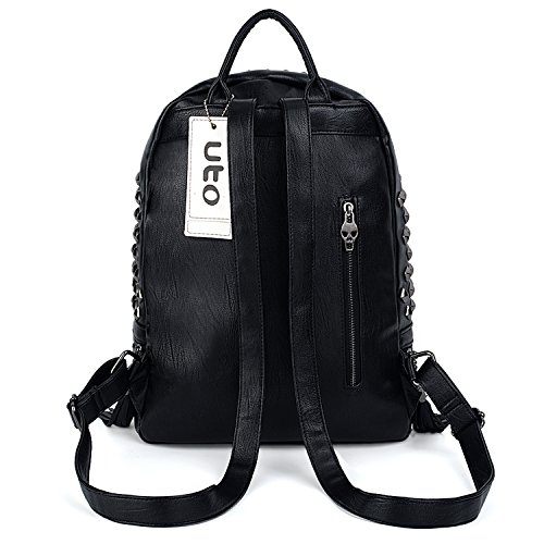 UTO - Bolso Mochila de Mujer Bolso de Hombro Moda de Cuero Sintético Remache Tachonado Calavera Cráneo Estilo Punk Gótico