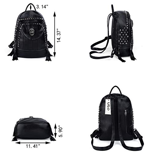 UTO - Bolso Mochila de Mujer Bolso de Hombro Moda de Cuero Sintético Remache Tachonado Calavera Cráneo Estilo Punk Gótico