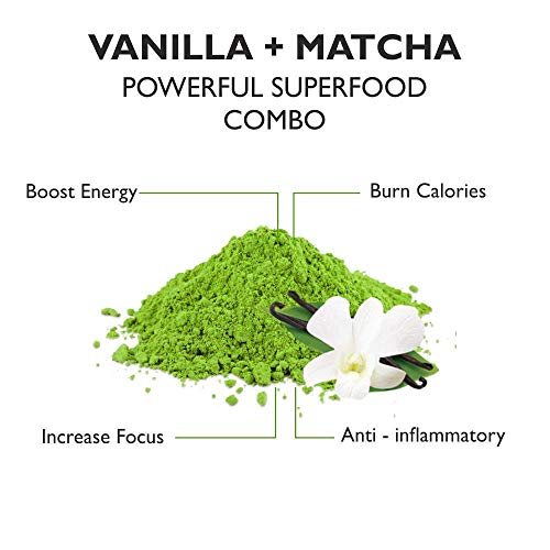 VAHDAM, té verde matcha de vainilla (50 porciones) | 100% PURE Matcha Tea Powder de origen japonés | 137x ANTIOXIDANTES | Té verde para bajar de peso | SUPER COMIDA de Japón, 100 g