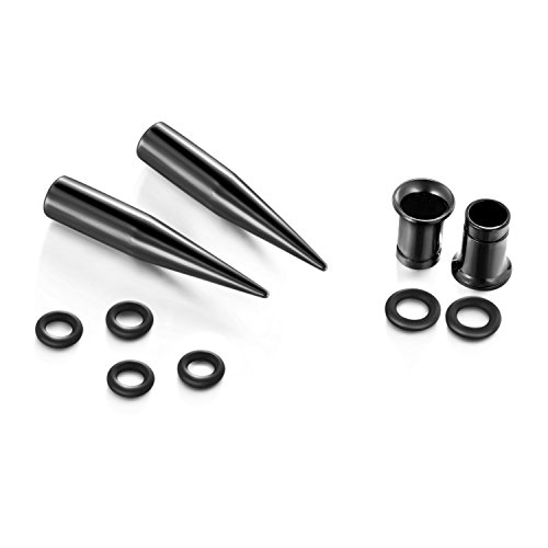 Vcmart 36pc Titanio Oreja calibres Kit tapers de Acero Inoxidable con Tapones 14g-00g Estiramiento Kit