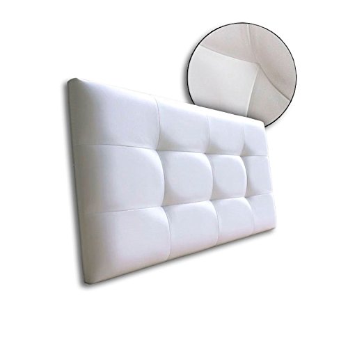 Ventadecolchones - Cabecero de Cama Tapizado Acolchado de Dormitorio en Polipiel con capitoné Modelo Tablet Blanco y Medidas 106 x 70 cm para Camas de 90 ó 105