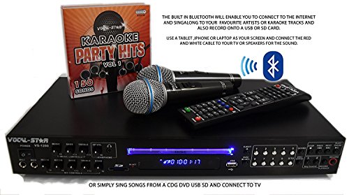 Vocal Star VS-1200 CDG DVD HD Karaoke Machine, 2 Pin EU Plug, 2 Microphones and Top Party Songs (English Manual)