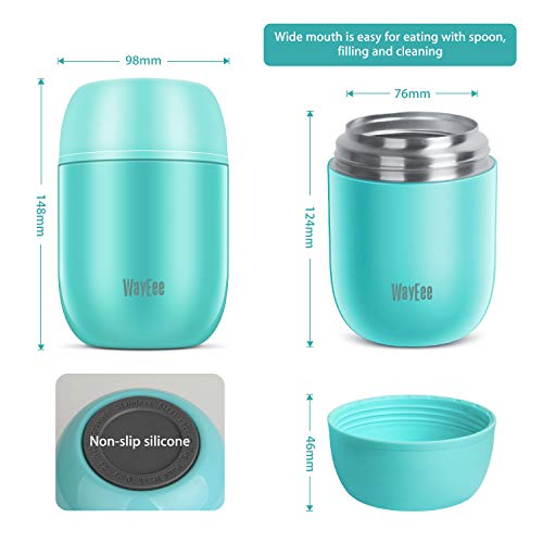 WayEee Termo para Comida 450 ml Taza Aislada de Acero Inoxidable para Alimentos Bebida Sopa Termo Térmico para Sólido y Líquido para Bebe Niños y Adultos Regalo para niños (Azul)