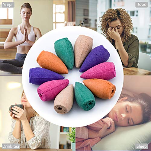 WEKON 155pcs Cono Reflujo, Cono de Incienso, Incienso Pagoda Aromaterapia, Cono Sándalo Natural Olor a Flores Perfume Doméstico Colores Surtidos Meditación SPA 2.3cm Elemento 100% Seguro Antiestrés