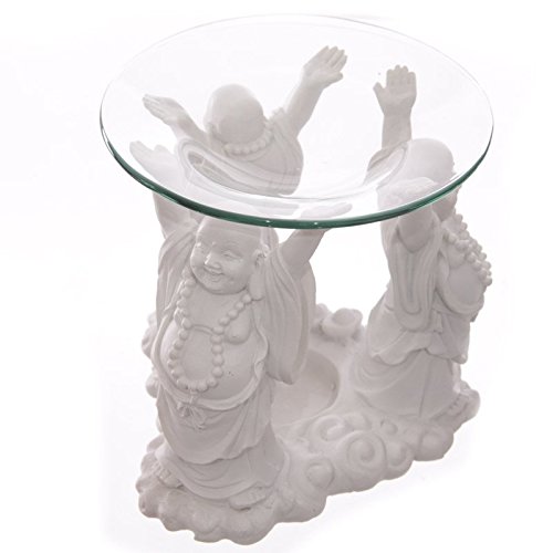 White Laughing Buddha Oil Burner 11cm