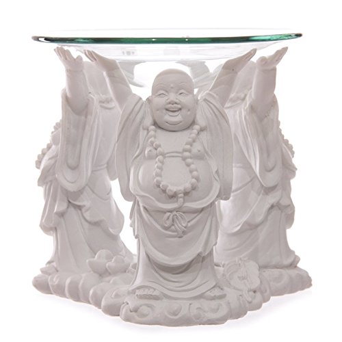 White Laughing Buddha Oil Burner 11cm