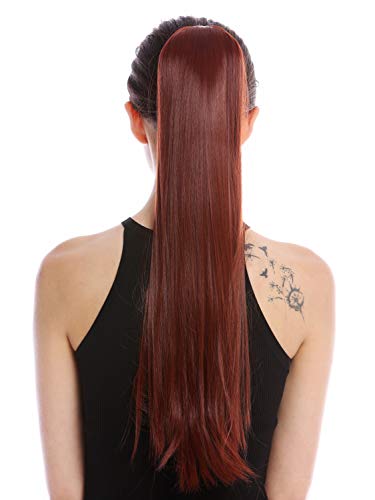 WIG ME UP- YZF-1094S-35 Extensión de pelo coleta peineta y banda pelo 63 cm de largo liso color castaño rojizo