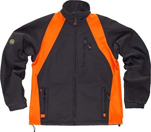 Work Team Workshell Linea 6, Bicolor con Refuerzo en Codos. Hombre Negro+Naranja A.V. XXL