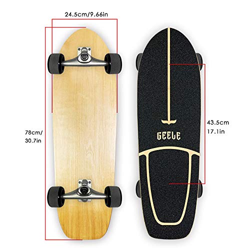 WRISCG Cruiser Boards Carver Skateboard Arce Tabla Completa 78×24cm, Tablero de Arce de 7 Capas, Rodamientos de Bolas ABEC Alta velicidad, para Adolescentes Principiantes Niñas Niños Adultos,B