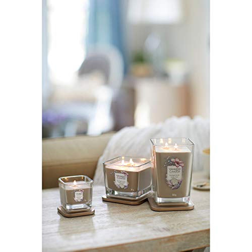 Yankee Candle - Sunlight Sands Colección Elevation con Tapa de Plataforma, Vela Aromática Grande Cuadrada de 2 Mechas, Madera Aterciopelada