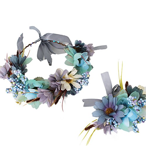 YAZILIND Guirnalda Floral Tocado Nupcial Diadema Flor Pulsera Guirnalda para Bodas Festivales Turismo Marina