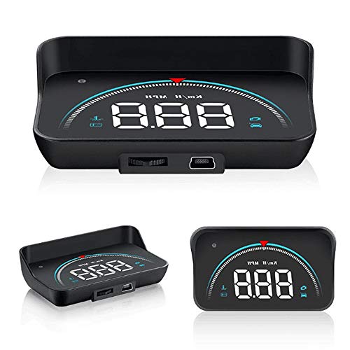 Yhjkvl HUD Head Up Display Coche Universal Car Styling Display HUD Exceso de Velocidad Advertencia Parabrisas proyector de Alarma Sistema de 90x53x26mm Accesorios de Automóviles