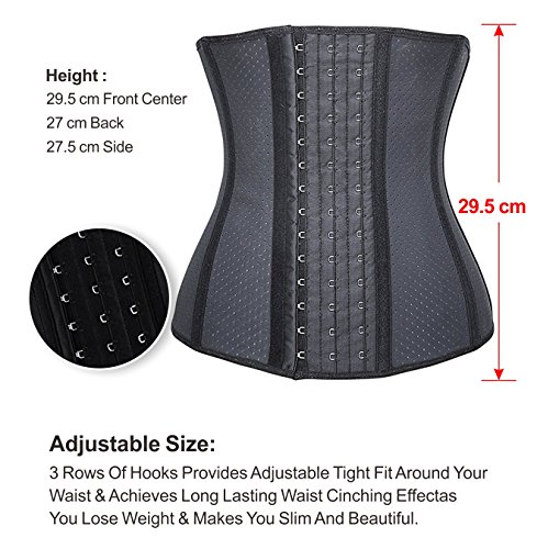 YIANNA Mujer Fajas Reductoras Adelgazante Respirable Corsé Cintura Entrenador Cincher Corset Bustier de Cinturón Formación Negro,UK-YA10533-Black-S