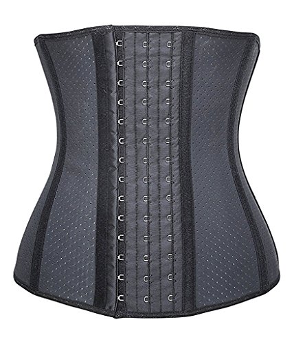 YIANNA Mujer Fajas Reductoras Adelgazante Respirable Corsé Cintura Entrenador Cincher Corset Bustier de Cinturón Formación Negro,UK-YA10533-Black-S