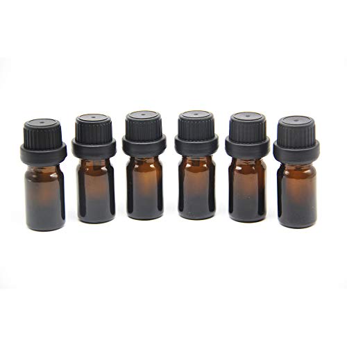 Yizhao Ambar Botellas de Aceite esencial de Vidrio Vacías 10ml,con Reductor de Orificio y Tapa,Para Aceites Esenciales, E-Líquidos,Aromaterapia,Perfumes,Masajes,Laboratorio de Química – 12Pcs