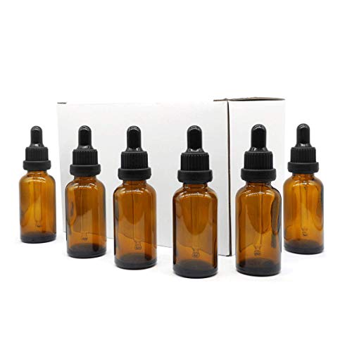 Yizhao Ambar Frasco Cuentagotas Cristal 30ml, Botellas Cuentagotas con [Pipeta Cuentagotas Cristal], para Aceite Esencial, Masaje,Fragancia, Aromaterapia, Laboratorio, E-Líquidos - 24Pcs