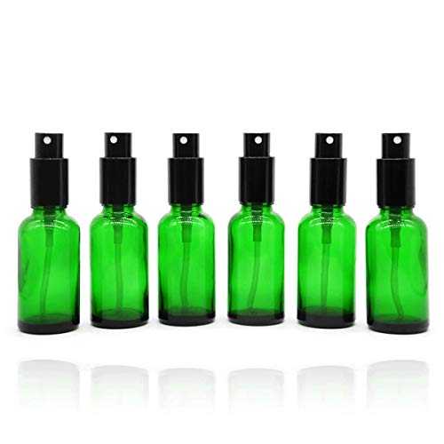 Yizhao Verde Pulverizador Cristal 30ml, Glass Spray Bottles con [Atomizador],para Aceites Esenciales, Mezclas de Aromaterapia, Perfumes, Masajes, Líquidos Químicos, Farmacéutico– 6Pcs