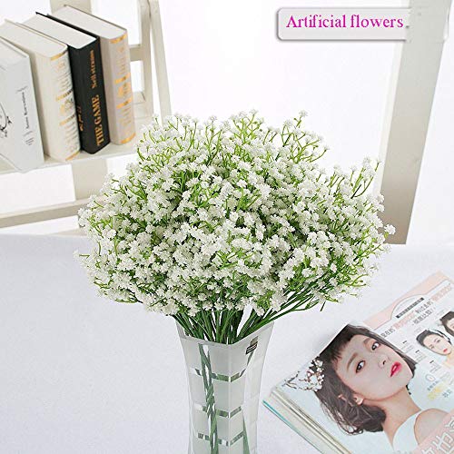 ysister 20 Piezas de Flores Artificiales Decorativas Ramo Artificial Gypsophila Flores Flores Falsas Flores de Seda para el Ramo de Novia, Bodas, librería, cafetería, decoración de Bricolaje (Blanco)