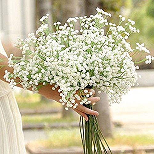 ysister 20 Piezas de Flores Artificiales Decorativas Ramo Artificial Gypsophila Flores Flores Falsas Flores de Seda para el Ramo de Novia, Bodas, librería, cafetería, decoración de Bricolaje (Blanco)