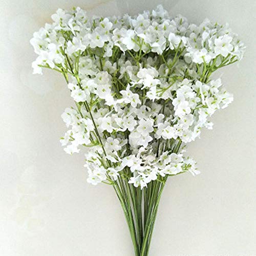 ysister 20 Piezas de Flores Artificiales Decorativas Ramo Artificial Gypsophila Flores Flores Falsas Flores de Seda para el Ramo de Novia, Bodas, librería, cafetería, decoración de Bricolaje (Blanco)