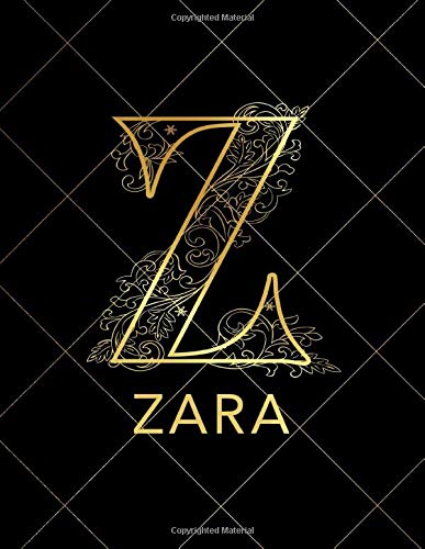 Zara: Notebook Journal with Gold Monogram Initial Letter Z and Name