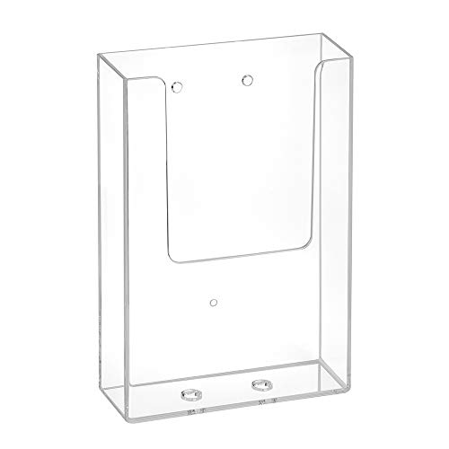 Zeigis® - Soporte de pared para folletos de largo DIN, con orificios para taladrar, para folletos o catálogos, de montaje en pared, transparente