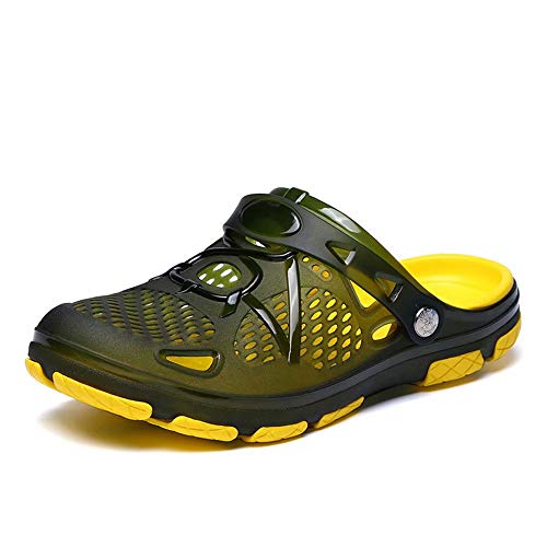 Zuecos Hombre Playa Piscina Sanitarios Enfermera Goma Verano Zapatillas de Trabajo Sandalias Negro Azul Amarillo 40-45 Amarillo 44